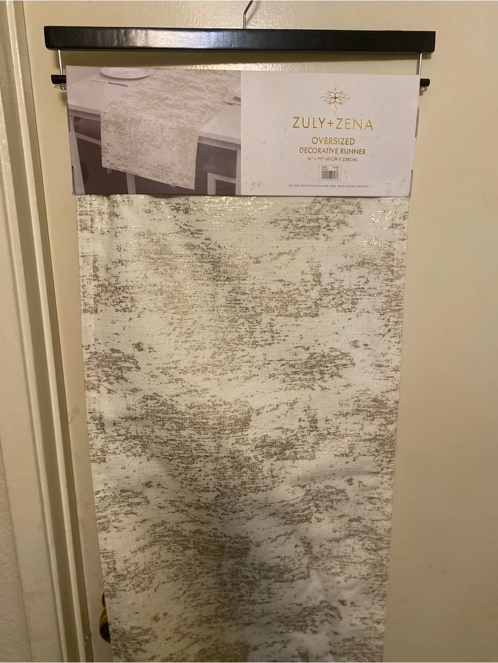Cream and Gold Oversized Decorative Table Runner
